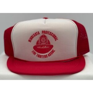 Vintage MN Professional Fire Fighters Assoc. Truckers Cap/Hat - Red -Never Worn!